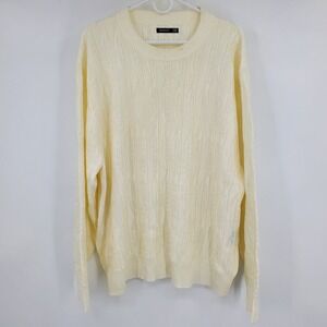 Bagazio Mens 3XL Cream Cable Knit Sweater Long Sleeve Crewneck Acrylic Off-White